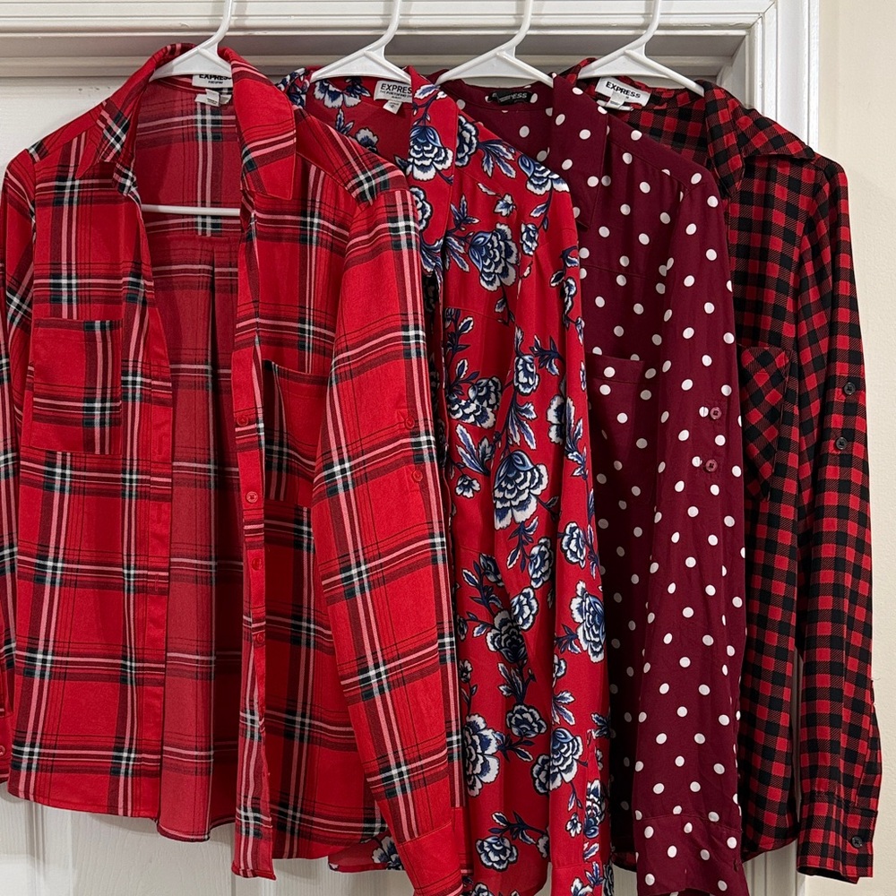 Express Red and Burgundy Portofino Grab Bag! Button Down Shirts